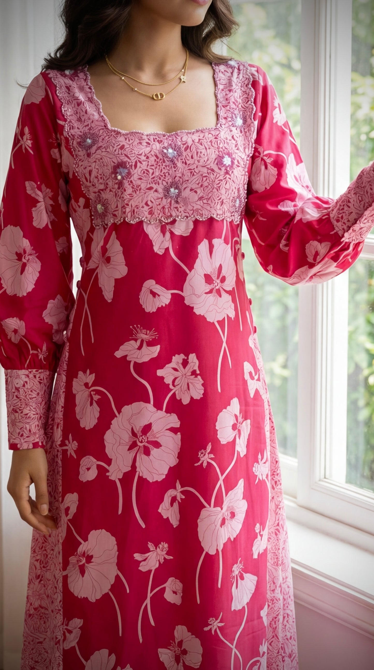 جلابيه دمج مع شغل شك